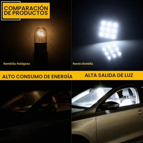 Vista 5 de YM E-Bright - Pack de 6 luces LED de color blanco frío 5050 9SMD para auto, luz interior de lectura DC 12V con adaptadores T10/BA9S/Festoon