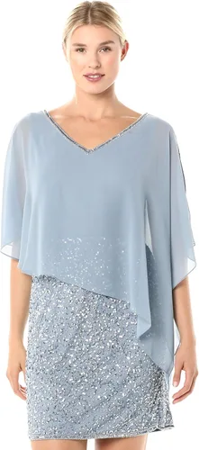 Vista 4 de J Kara Vestido corto de cóctel con cuentas para mujer
