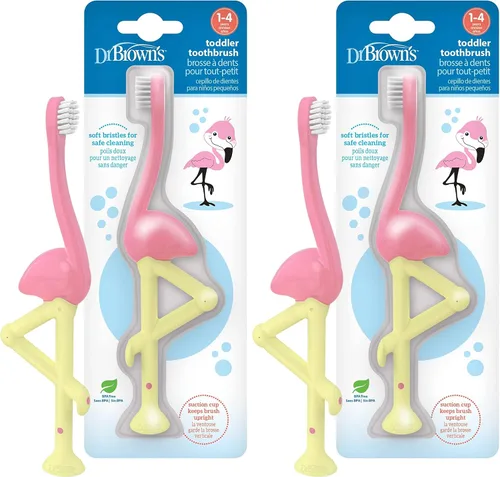 Vista 14 de Dr. Brown's Cepillo de dientes para niños pequeños, dinosaurio, verde, paquete de 1