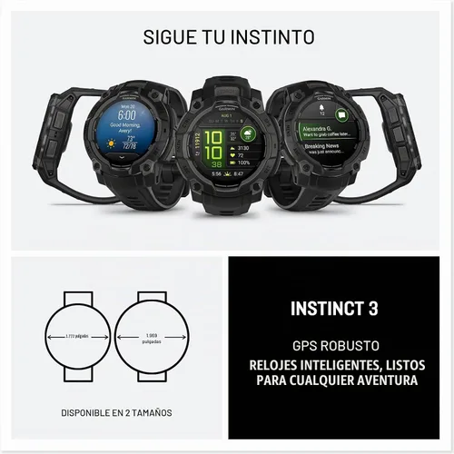 Vista 8 de Garmin Instinct® 3 45mm, pantalla AMOLED, reloj inteligente GPS resistente para exteriores, bisel reforzado con metal, linterna incorporada, hasta