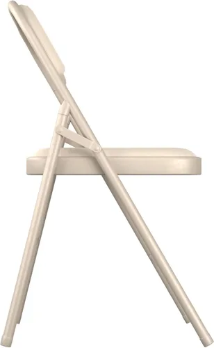 Vista 3 de Juego de 4 sillas plegables de tela beige con asiento acolchado