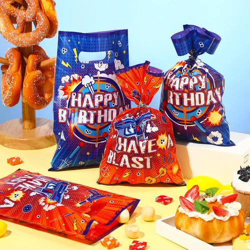 Vista 4 de Pajean 100 bolsas de regalo de guerra para fiesta de baby shower, bolsas de golosinas de guerra para fiesta de cumpleaños de guerra, suministros