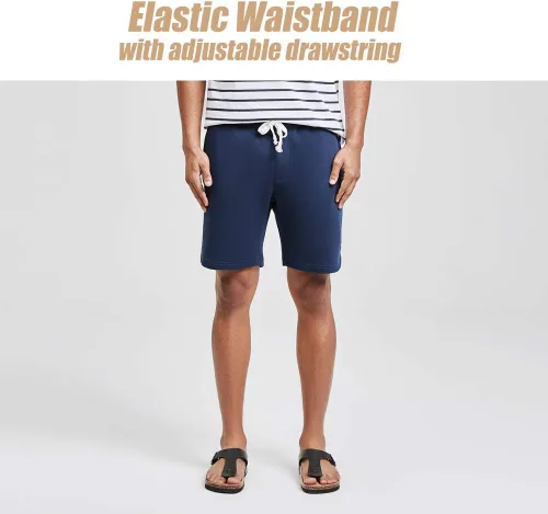 Vista 2 de maamgic Pijama de forro polar para hombre, pantalones cortos con frente plano de 9 pulgadas, pantalones cortos casuales atléticos con bolsillo