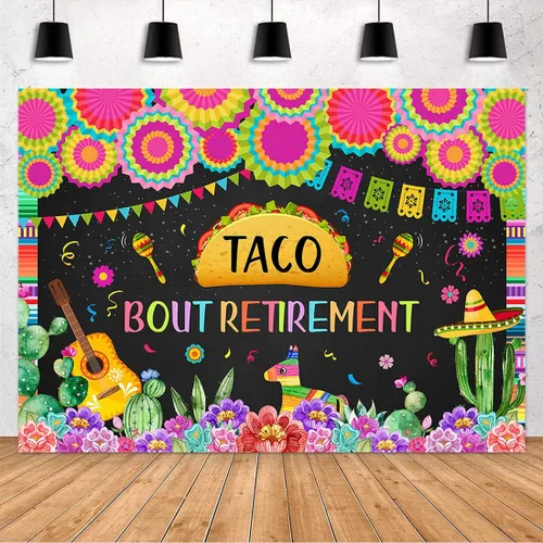 Vista 2 de Avezano Telón de fondo de jubilación de Taco Bout para fiesta mexicana, fondo de fiesta de jubilación feliz para hombres y mujeres, Cinco De Mayo
