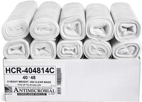Vista 54 de Aluf Plastics Bolsas de basura de alta densidad, 10 galones, 4000 unidades, 6 micras (eq), 24 x 24 pulgadas, negras, para baño, oficina, industrial