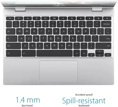 Vista 4 de ASUS - Chromebook CX1, pantalla HD NanoEdge de 11.6 pulgadas, procesador Intel Celeron N3350, 32 GB eMMC, 4GB de RAM, teclado resistente a