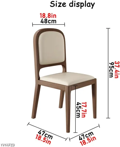 Vista 3 de YVYKFZD Sillas de comedor de madera maciza, juego de sillas de cocina sin brazos, silla de comedor tapizada de cuero, silla de sala de estar