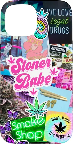Vista 6 de Girly Stoner - Funda para iPhone 17 con collage de cannabis, marihuana 420