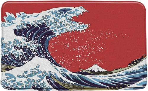 Vista 3 de Divertida alfombra de baño japonesa con diseño de ballena, con diseño de animales creativos de 16 x 24 pulgadas, de espuma viscoelástica