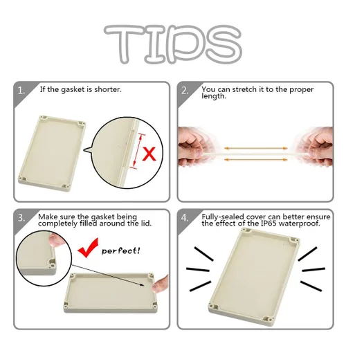 Vista 5 de Caja de conexiones de plástico ABS impermeable a prueba de polvo IP65, caja de conexiones universal para proyectos eléctricos, gris pálido y oreja