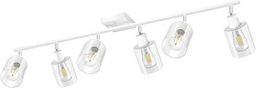 Vista 12 de Accesorios de iluminación de riel de techo para cocina, luces de pared negras de 2 luces, iluminación LED moderna con pantalla de vidrio, cabezal