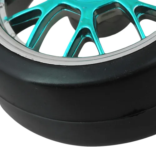 Vista 5 de Llanta de plástico azul en forma de Y con neumáticos lisos para RC 1:10 On-Road Racing Car y Drift Car Pack de 4