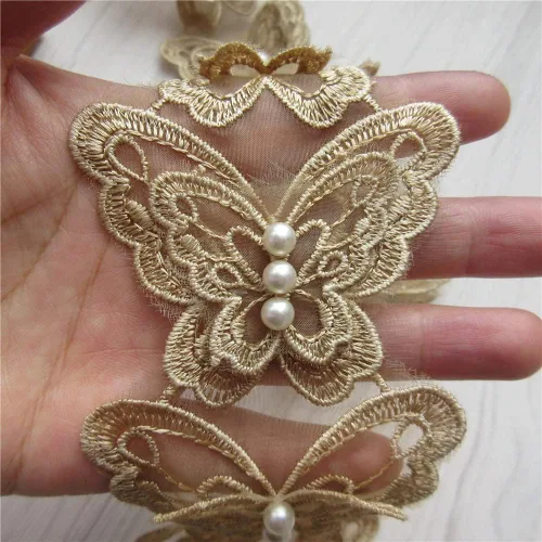 Vista 12 de Arco de mariposa soluble de 5 yardas de organza bordada de encaje para tejer, apliques de boda, cinta de retazos hechos a mano, suministros