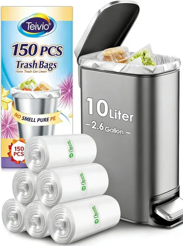 Vista 27 de Bolsas de basura fuertes de 1.2 galones, 220 unidades, bolsas de basura para baño, bolsas de plástico pequeñas para la oficina en casa, cocina, se