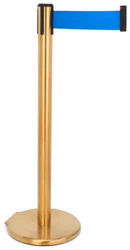 Vista 8 de QueuePole.Deluxe - Puntal de control de multitudes de 41 pulgadas con barrera retráctil de 10 pies, poste dorado, cinturón negro (RCCDXBZBK)