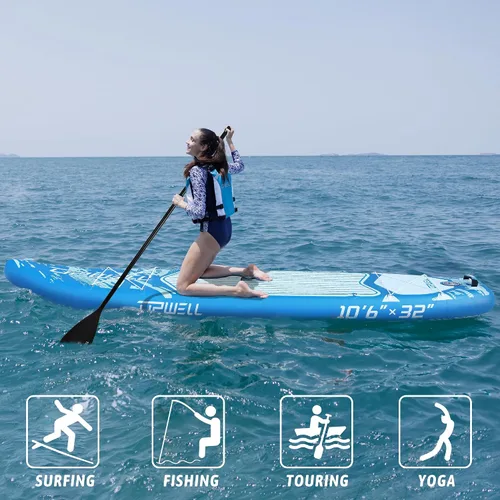 Vista 5 de UPWELL 11’6”/11'2”/11'/10'8”/10'6”/10'2” Inflatable Stand Up Paddle Board with sup Accessories Including Backpack, Repairing Kits, Non-Slip Deck
