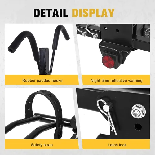 Vista 5 de Portabicicletas para coche, plegable, trasero, remolque, soporte de acero antiinclinación, portabicicletas eléctricas, portabicicletas para SUV
