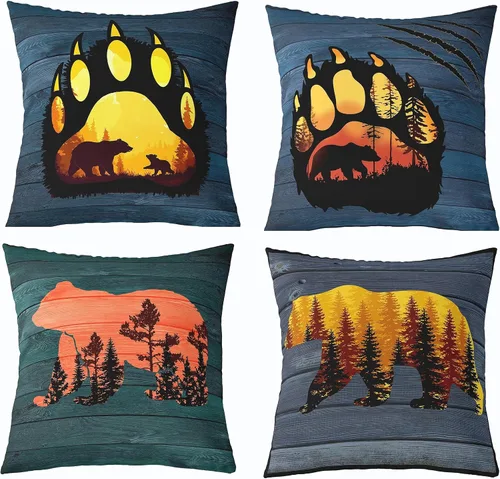 Vista 29 de Feelyou Fundas de Almohada Decorativas de León 16"x16" Juego de 4 Funda de Cojín Suave de Tigre Decoración de Lobo Funda de Almohada de Leopardo