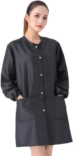Vista 6 de TOPTIE Negro Salón Smock Peluquero Ropa de Trabajo Peluquería Cabo Estilista Peluquero Chaqueta de Peluquero Mascotas