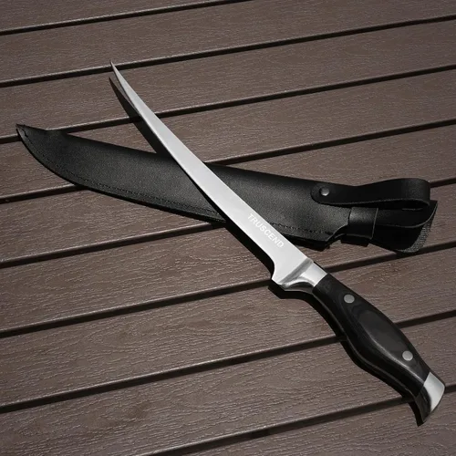 Vista 6 de TRUSCEND Cuchillo deshuesador con funda protectora, cuchillos de chef de acero inoxidable afilados para deshuesar, filetear, recortar piel Negro-7