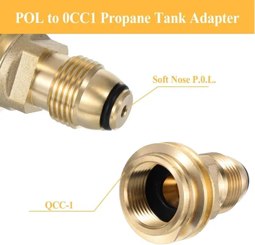 Vista 7 de Adaptadores de tanque de propano que convierten la válvula de servicio POL del tanque LP a QCC1 latón sólido ajuste universal (paquete de 2)