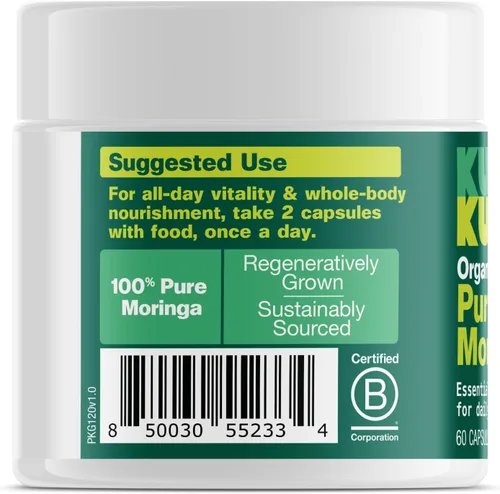 Vista 10 de Kuli Kuli Pure Organic Moringa Leaf Cápsulas de energía natural Superfood 60ct