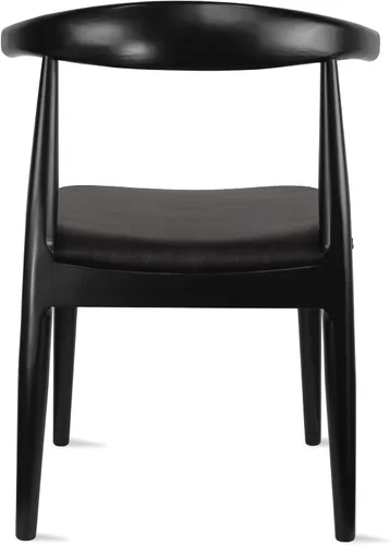Vista 8 de 2xhome Solid Wooden Dining Chair Upholstered Faux Leather Cushioned Seat Modern Farmhouse Elbow Side Chair Home, Kitchen, Office, Meetings
