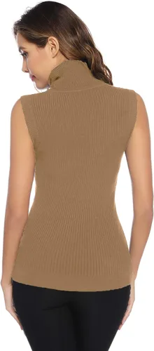 Vista 4 de Totatuit Women's Spring Sleeveless Turtlenecks Tops Mock Neck Ribbed Solid Pullover Tank