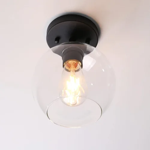 Vista 6 de Pathson Lámpara de techo de cristal con forma de globo, 1 luz redonda industrial empotrada para pasillo, cocina, fregadero, sala de estar, baño