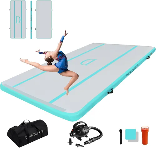 Vista 16 de DAIRTRACK Colchoneta inflable de gimnasia de 10/13/16/20 pies para uso doméstico/gimnasio/entrenamiento/animadora/yoga/agua