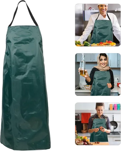 Vista 6 de SOLUSTRE Delantal de cocina para lavar platos y uso doméstico, delantal largo de trabajo de tafetán para hombres y mujeres para cocinar, jardinería