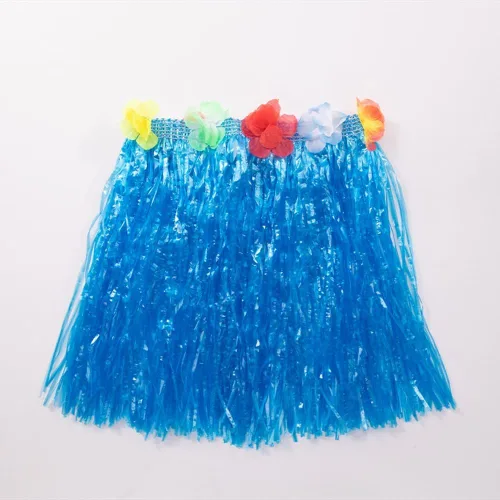 Vista 4 de Faldas de hierba para niños con falda hawaiana de hierba de Leis, falda de hierba hula tropical hawaiana fiesta en la playa