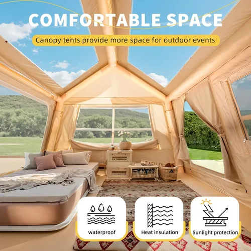 Vista 3 de YOLENY Inflatable Camping Tent for 4-6 Person, Easy Setup Portable Water-Resistant Cabin Tent with Mesh Windows & Pumps