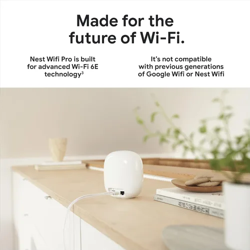 Vista 11 de Google Nest WiFi Pro - Wi-Fi 6E - Sistema confiable de Wi-Fi para el hogar con velocidad rápida y cobertura para toda la casa - WPS - Enrutador