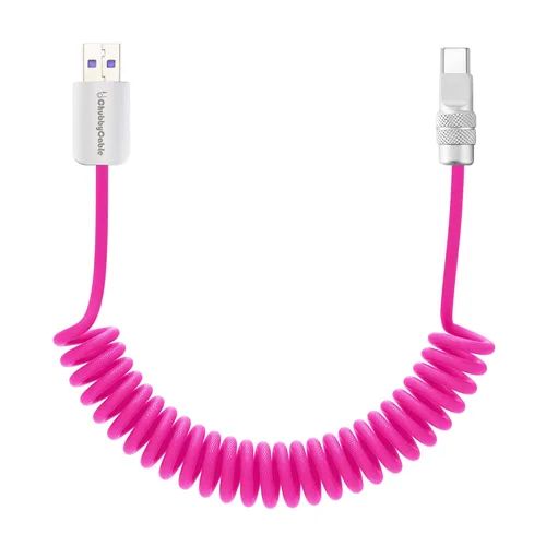 Vista 11 de chubbycable Curly Chubby - Cable de carga rápida USB C en espiral de 240 W, cable de carga retráctil trenzado duradero para automóvil compatible