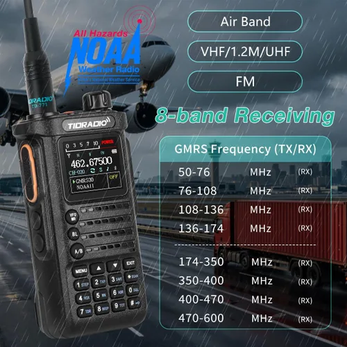 Vista 5 de Radios portátiles TIDRADIO TD-H8 GMRS de 10 vatios (4ª generación), programación de APP/PC, 4 baterías de 2500 mAh, capacidad para repetidor Negro