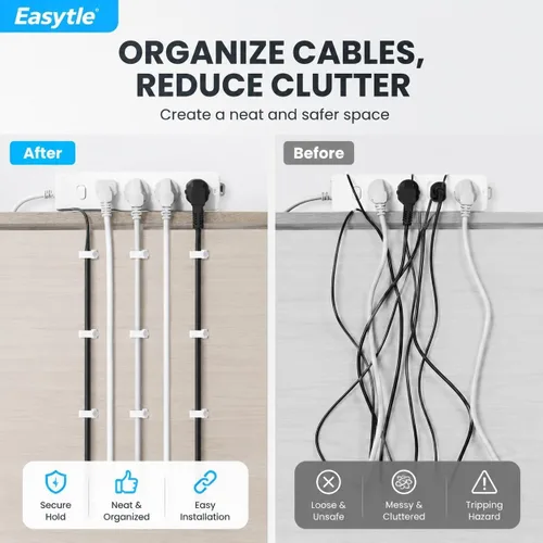 Vista 8 de Clips de cable para clavos, 100 clips de cable Ethernet planos de 0.315 pulgadas, clips de pared para cable coaxial, clips de cable para altavoces
