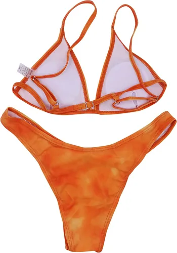 Vista 15 de AIBEARTY Traje de baño de dos piezas con estampado de calaveras para mujer, conjunto de bikini triangular de corte alto para fiesta, festival