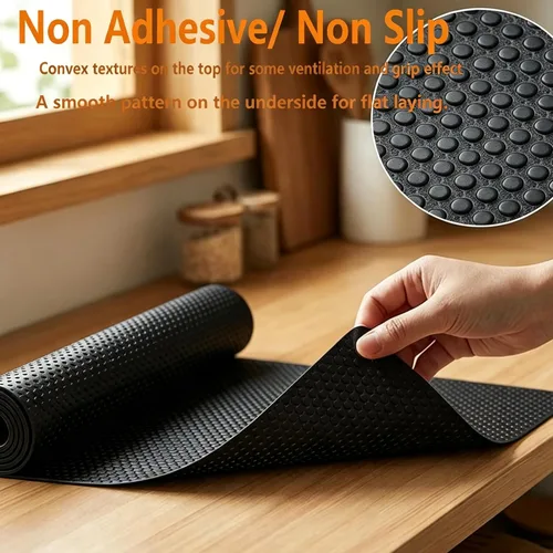 Vista 5 de Revestimiento de cajón de estante para tapete de gabinete de cocina, 12 Negro