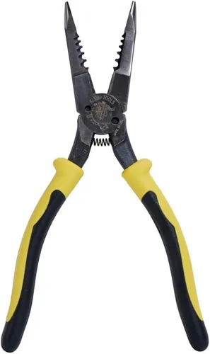 Vista 6 de Klein Tools J206-8C Alicates de punta larga multiuso con resorte, fabricados en Estados Unidos, acero forjado con mangos Journeyman de material dual