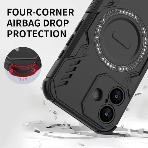 Vista 5 de Diseño de funda de teléfono para Redmi Note 12 Pro 5G (6.67 pulgadas), funda a prueba de golpes con anillo magnético, color negro