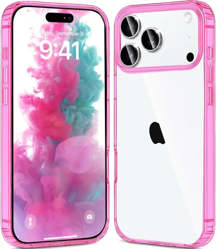 Vista 10 de JJGoo - Funda compatible con iPhone 17 Pro, funda transparente a prueba de golpes, funda protectora delgada con parte trasera de policarbonato duro