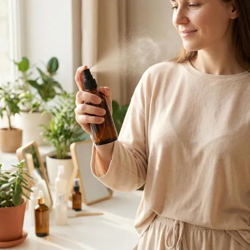 Vista 7 de 5 botellas de spray de vidrio ámbar de 1.0 fl oz y 1 oz para aceites esenciales, mini botellas de aerosol, contenedor cosmético recargable, botellas