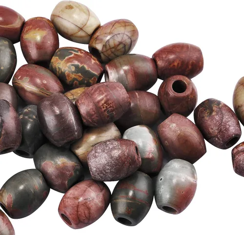 Vista 4 de TUMBEELLUWA Cuentas de piedra de agujero grande para hacer joyas, paquete de 15 cuentas sueltas de ágata Rondelle + paquete de 15 cuentas sueltas