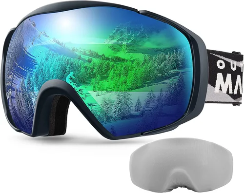 Vista 13 de OutdoorMaster - Gafas de esquí con cubierta, antivaho OTG para nieve/snowboard La cubierta integrada ayuda a proteger la lente, con ajuste OTG