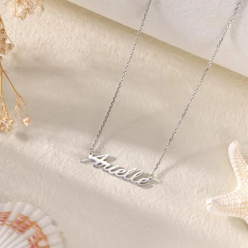 Vista 4 de Dreamdecor - Collar con dije, nombre personalizado, plata de ley, regalo de joyería para mujer