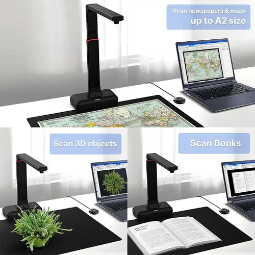 Vista 7 de VIISAN Escáner de libros y documentos de gran formato, tamaño de captura A2/A3, cámara de documentos USB de 26 MP con aplanamiento automático