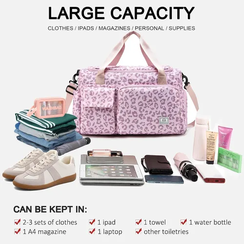 Vista 451 de Pequeña bolsa de gimnasio para mujer, bolsa de viaje con compartimento para zapatos