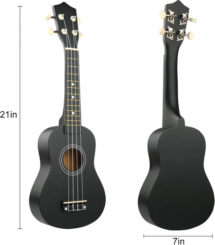 Vista 6 de LXS Ukelele soprano para niños de principiantes - Ukelele guitarra pequeña de 21" con bolsa de concierto, cuerda de reserva, púas y tutorial