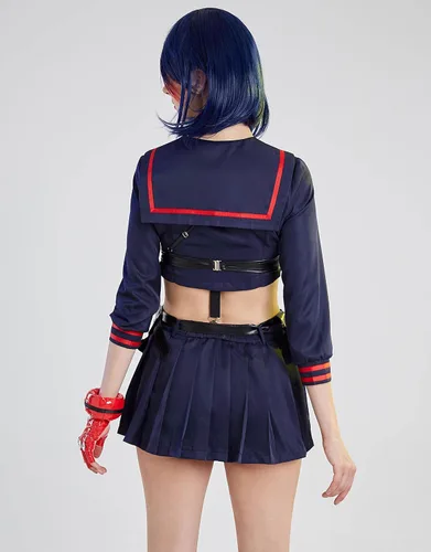 Vista 3 de Miccostumes Conjunto de camisa y falda de manga larga para cosplay de anime para mujer